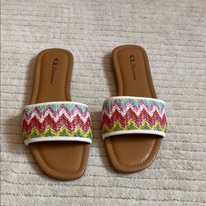 CL by Laundry Colorful Zigzag Slide Sandals